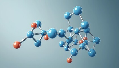 Obraz premium Futuristic Molecular Network Symbolizing Biotechnology and Chemistry, Molecular Structure Background with Connected Atoms and Bonds