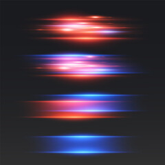 Neon horizontal light beams effect