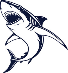 Fototapeta premium Great white shark vector illustration icon silhouette of a wild marine animal in the blue ocean