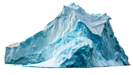 Massive sculpted iceberg floating in ocean water