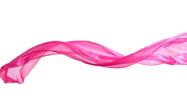 Pink silk cloth flying isolated on transparent background