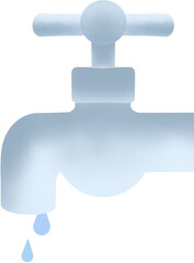 수도꼭지에서 물방울이 떨어지는 일러스트
