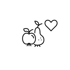 Apple, pear and heart. Healthy groceries for cooking. Customer favorite. Pixel perfect, editable stroke vector icon