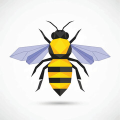 Stylized geometric honey bee in a low poly design.
