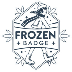 Frozen badge with girl skating