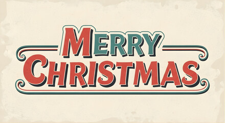 Retro style merry christmas text with decorative elements