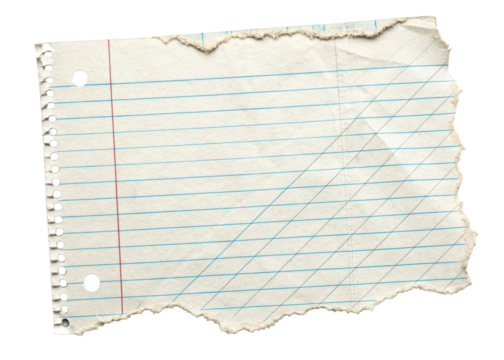 Torn aged spiral notebook paper lines holes isolated, cut out transparent - Powered by Adobe