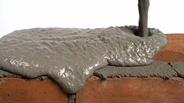Bricklaying Process Applying Mortar to Bricks in Construction.