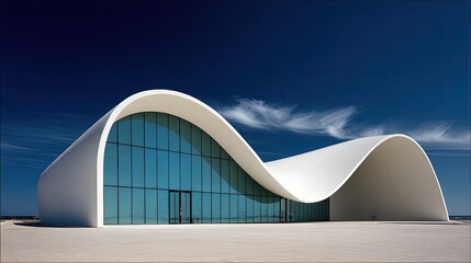 Modern Curved Building With Glass Facade