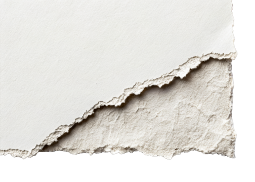 Ripped white paper corner texture background rough surface, cut out transparent
