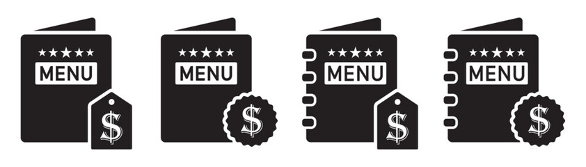 Book menu price icon. Restaurant menu price icon, vector illustration
