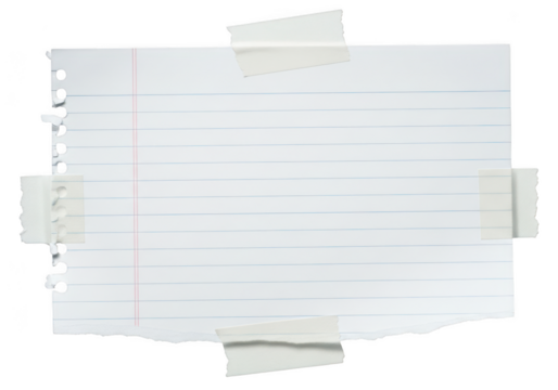 Piece of paper with tape isolated on transparent background