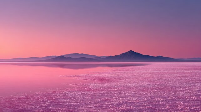 Pink Sunset Over Glittering Salt Flats
