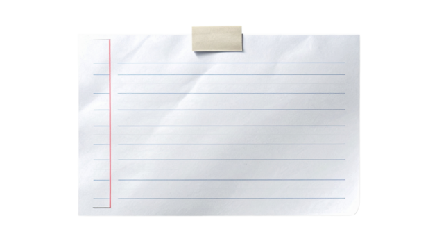 Lined Paper Sheet with Tape PNG