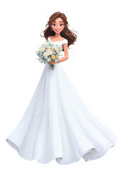 Fototapeta premium Animated Bride Radiates Joy with Delicate Bouquet on her Special Day!