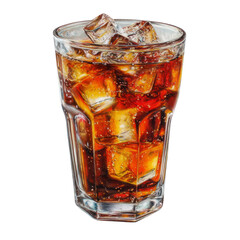 Refreshing Cola: Ice-Cold Delight in a Glass on Black Backdrop