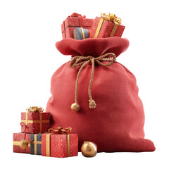 Overflowing Santa Sack: Holiday Gifts Galore on Black Backdrop