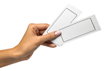 Woman's Hand Holding Two Blank Tickets