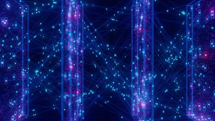 Neural network model, LLM structure animation. AI big data processing technological concept. Machine learning abstract background. Digital quantum computing. - Powered by Adobe