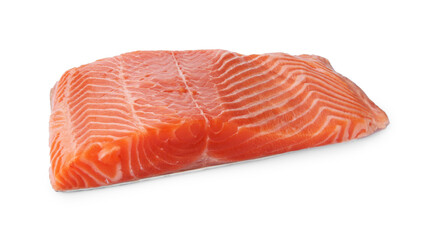 Piece of salmon fillet isolated on white