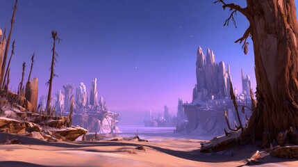 Pixelated Post Apocalyptic Desert Landscape