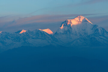 Snowcapped Dhaulagiri Bathed Golden Sunrise