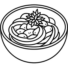 Ramen Carbonara line art vector