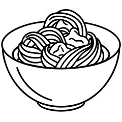 Ramen Carbonara line art vector