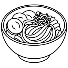 Ramen Carbonara line art vector