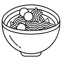 Ramen Carbonara line art vector