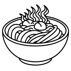 Ramen Carbonara line art vector
