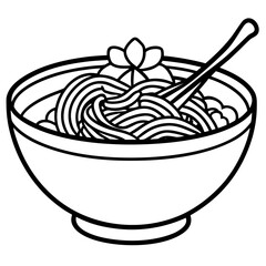 Ramen Carbonara line art vector