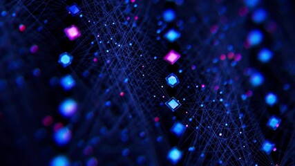 Closeup of Neural network model, LLM structure animation. AI big data processing technological concept. Machine learning abstract background. Digital quantum computing. - Powered by Adobe