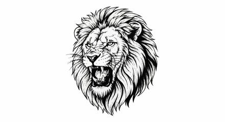 Fototapeta premium Roaring Lion Head Majestic Wildlife Illustration.