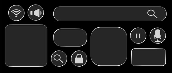 Light Liquid glass effect UI frame for smartphone and web app, vector	
