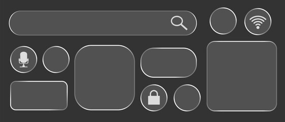 Light Liquid glass effect UI frame for smartphone and web app, vector	
