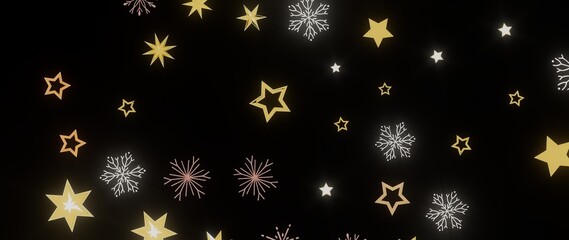 Beautiful winter background with golden stars and snowflakes. Perfect for Christmas, New Year, and winter holidays.