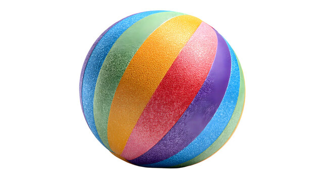 Vibrant rainbow striped ball for playful designs, fun projects, and creative concepts, perfect for joyful themes and colorful illustrations with a modern twist isolated on transparent background