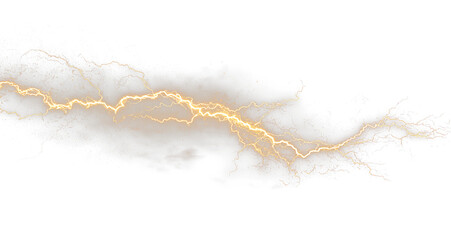 Bright yellow lightning bolt electric energy transparent PNG