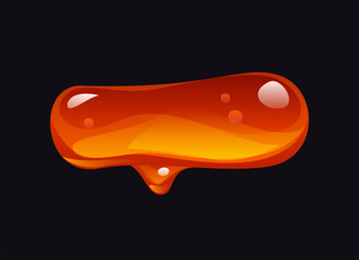 Tasty honey cartoon font punctuation dash. Sweet amber flow typeface sign, caramel vector ABC typeset element. Yellow candy English alphabet font symbol or tasty honey cartoon English type mark