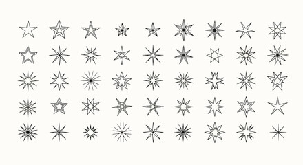 Collection of Various Star Icons for Design and Creative Projects Diverse Star Shapes and Designs