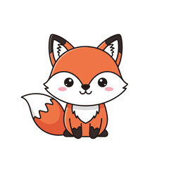 Cute cartoon fox character sitting with a friendly expression  