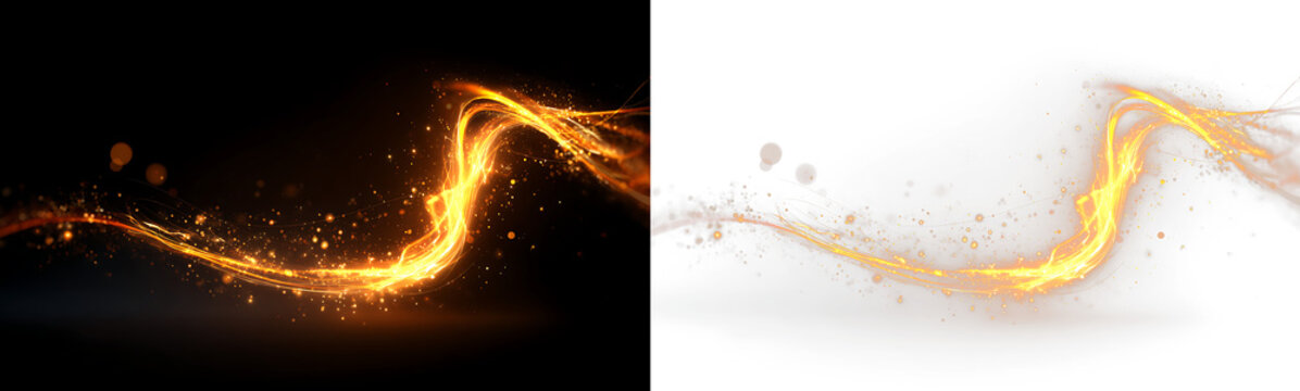 Luxury golden light wave glow sparkle fantasy PNG