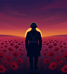 Remembrance day poster, Lest We forget 11 November greeting banner or card of poppy flowers, Social media post, greeting, Trypography design, poster or banner of remembrance day, Vector illustration