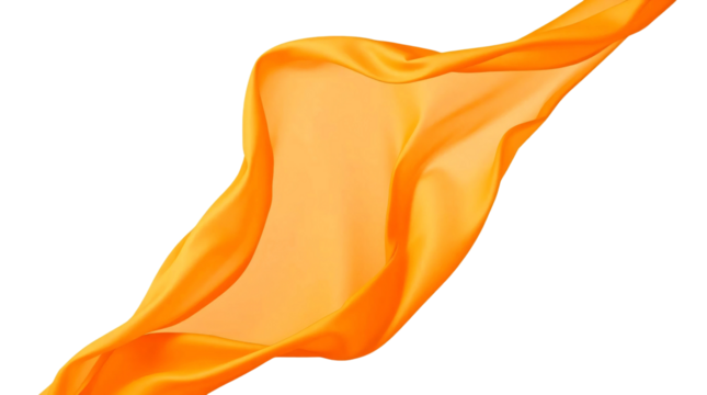 Orange silk cloth flying isolated on transparent background