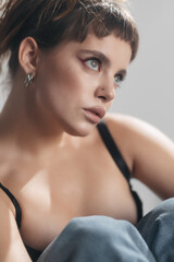 Portrait of a Young Woman with a Nose Piercing
