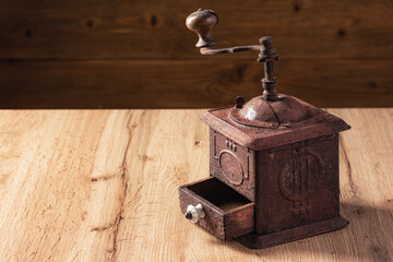 vintage coffee grinder on the table