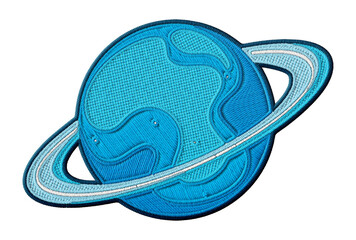 Planet Uranus embroidery patch illustration isolated on transparent background
