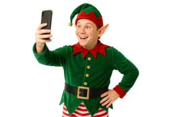 Elf taking a selfie. Christmas. Funny holiday moments. New Year.