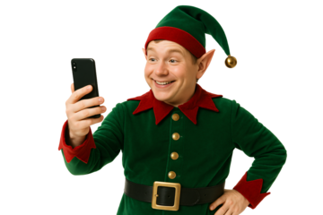 Christmas elf smiling. Winter holidays. Santa’s helper.